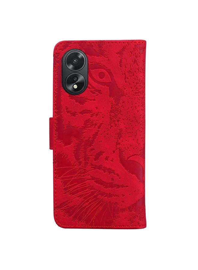 اس-توب جراب لهاتف OPPO A38 4G / A18 جراب هاتف جلدي قلاب بنقشة نمر - Image 3