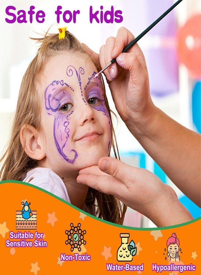 GOTIDEAL Face Painting Kit for Kids-20 Colors Water Activated Skin Face Paint Palette with Brushes,Stencils,Stickers,Glitter|Professional Facepaint Makeup kit for Halloween,Cosplay,Parties - Image 5