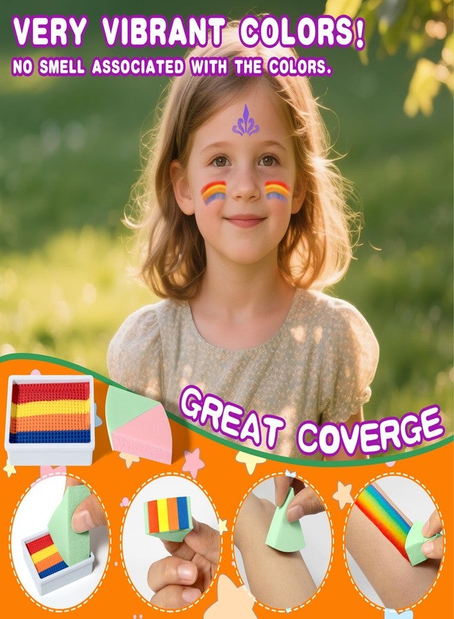 GOTIDEAL Face Painting Kit for Kids-20 Colors Water Activated Skin Face Paint Palette with Brushes,Stencils,Stickers,Glitter|Professional Facepaint Makeup kit for Halloween,Cosplay,Parties - Image 4