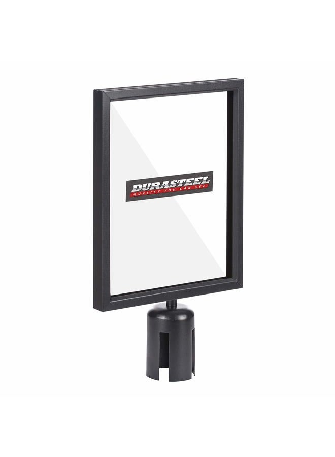DuraSteel Stanchion Sign Holder - Portrait Display for 8.5" x 11" Paper Size - Double Sided Sign Frame with Plexiglass Cover,Black - Image 1