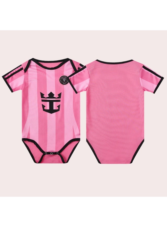 2025-2026 baby football uniform Miami home baby romper baby one-piece suit suitable for 6-18 months old baby - Image 1