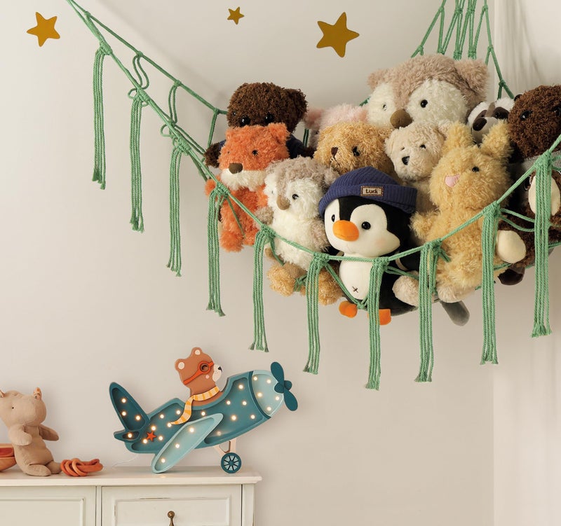mirolam Stuffed Animal Hammock Corner Net for Toys Storage Hanging Stuff Animal Organizer Holder Matcha Green Room Bedroom Nursery Decor Organization - Image 3