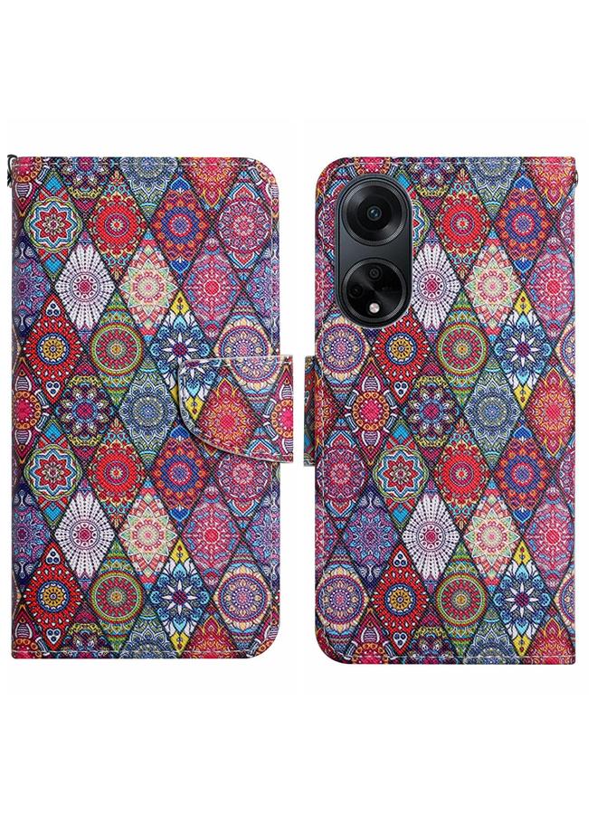 اس-توب جراب هاتف جلدي بنمط رسم ملون لهاتف OPPO A98 - Image 1