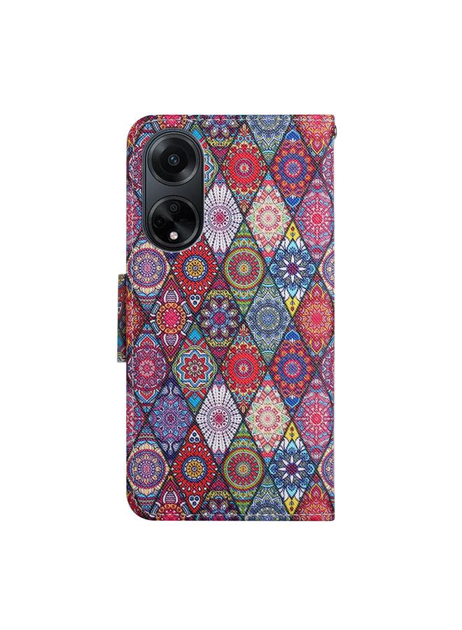 اس-توب جراب هاتف جلدي بنمط رسم ملون لهاتف OPPO A98 - Image 4