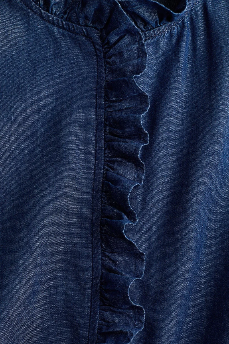 H&M Frill-trimmed denim blouse