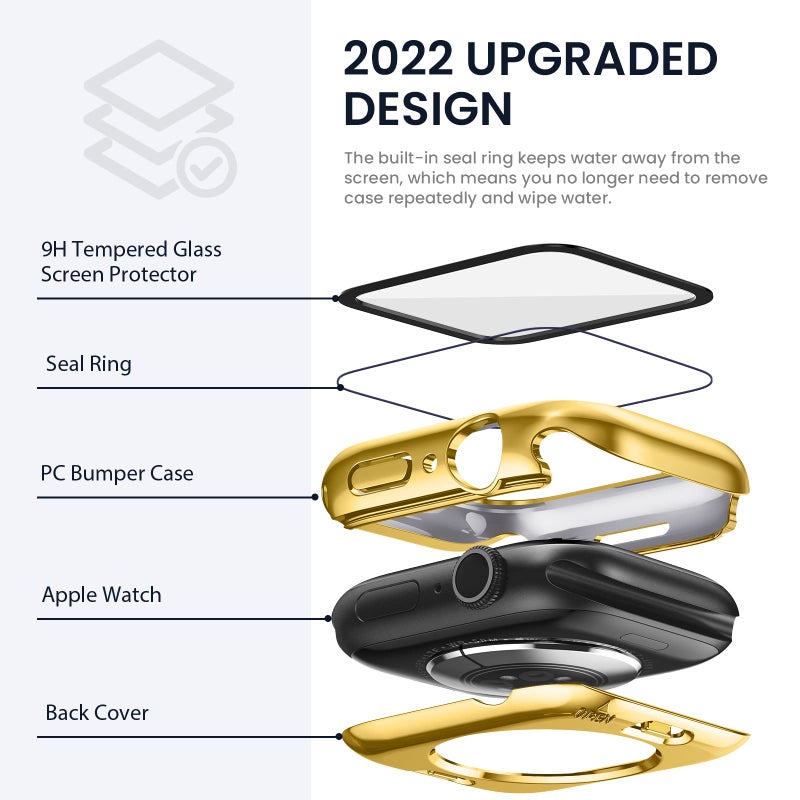 Tensea (2 in 1) for Waterproof Apple Watch Screen Protector Case 40mm SE 3/SE 2nd Generation/SE/Series 6/5/4 Accessories, 360 Front and Back, iWatch Face Cover with Tempered Glass for Women Men, 40 mm - Image 3