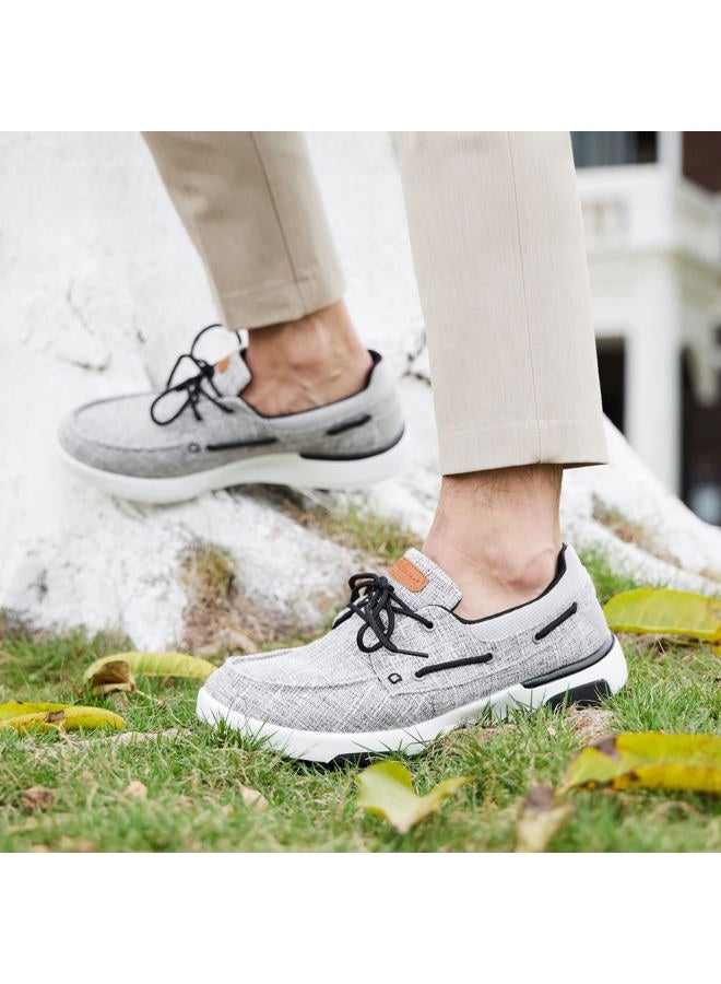 OrthoComfoot Men's Orthopedic Slip-On Loafers Walking Shoes: Casual Canvas Plantar Fasciitis Loafers with Arch Support, Comfortable Orthotic Shoes for Foot and Heel Pain Relief, W3-light Grey, 10 - Image 3