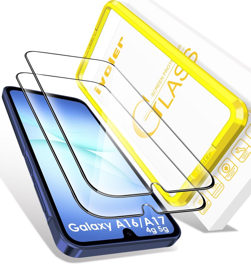 ivoler Screen Protector for Samsung Galaxy A17 5G/Galaxy A16 5G, Tempered Glass Film, Alignment Frame, Easy Installation, Anti-Scratch Case Friendly Clear HD Film, 6.7-inch, 2-Pack - Image 1