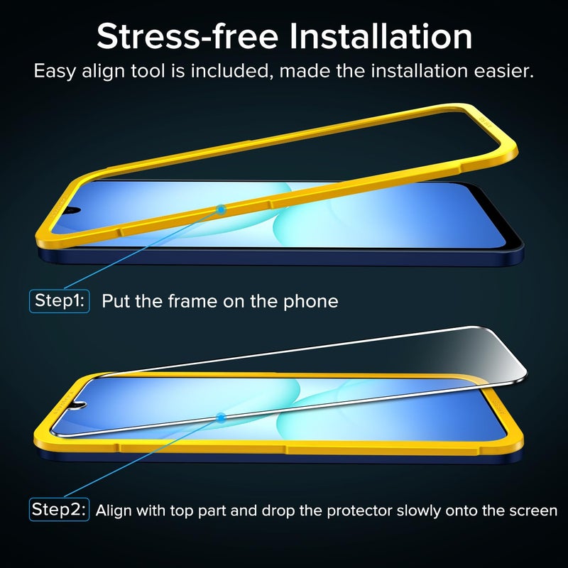 ivoler Screen Protector for Samsung Galaxy A17 5G/Galaxy A16 5G, Tempered Glass Film, Alignment Frame, Easy Installation, Anti-Scratch Case Friendly Clear HD Film, 6.7-inch, 2-Pack - Image 5