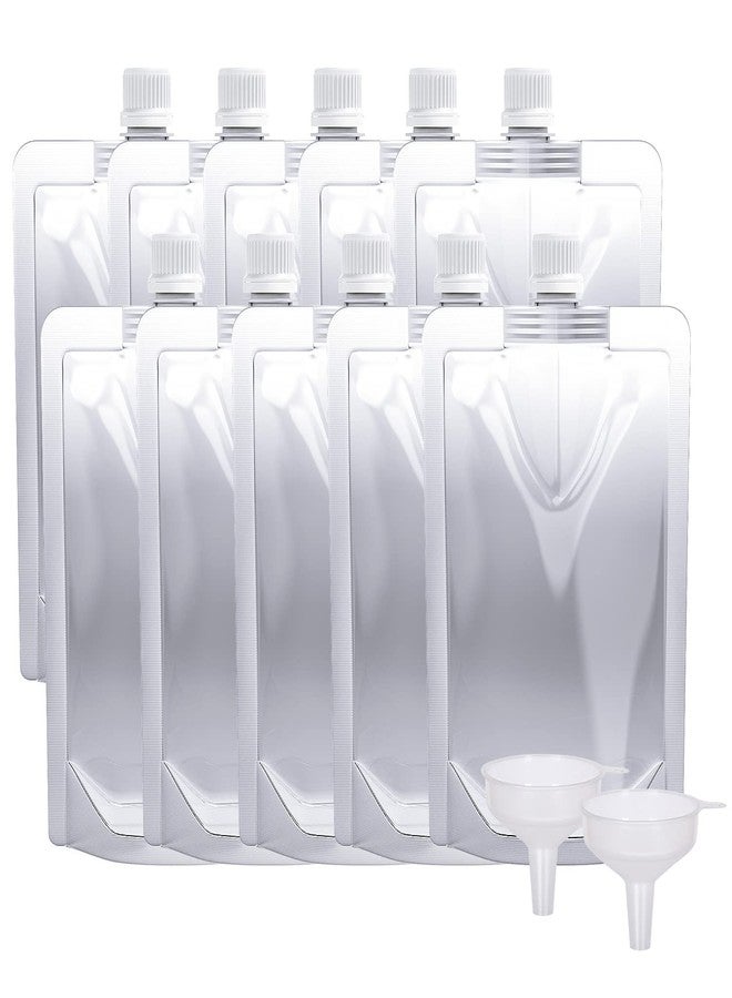 Keon Plastic Pouches - Leak-Proof, Reusable, Flexible Juice Bags, BPA-Free for Travel, Outdoor Sports, Concerts, Events (8OZ - 10PCS + 2 Funnels) - Image 1