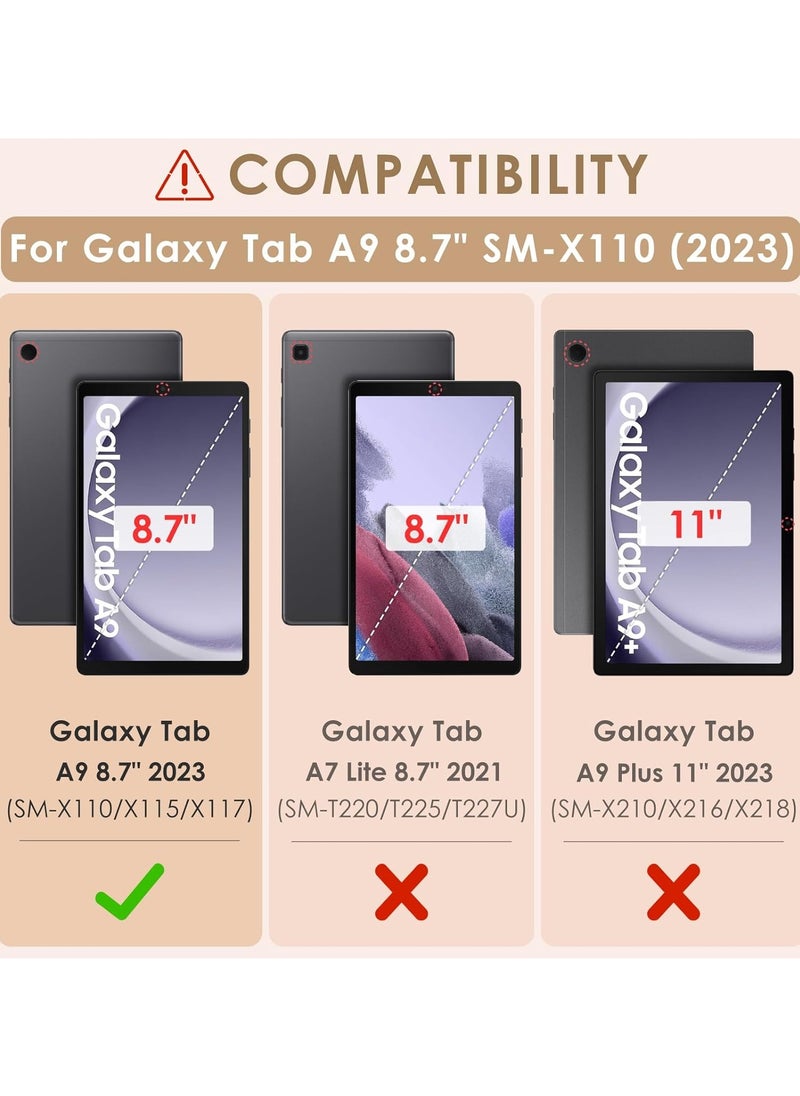General - Silicone Case For Samsung Galaxy Tab A9 8.7-inch (SM-X110/ SM-X115/ SM-X117) Soft Rubber Case with Stylus Pen Shoulder Strap, Kids Case for Galaxy Tab A9 8.7-inch - Image 1
