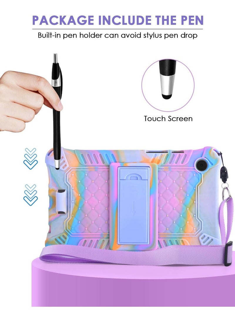 General - Silicone Case For Samsung Galaxy Tab A9 8.7-inch (SM-X110/ SM-X115/ SM-X117) Soft Rubber Case with Stylus Pen Shoulder Strap, Kids Case for Galaxy Tab A9 8.7-inch - Image 1