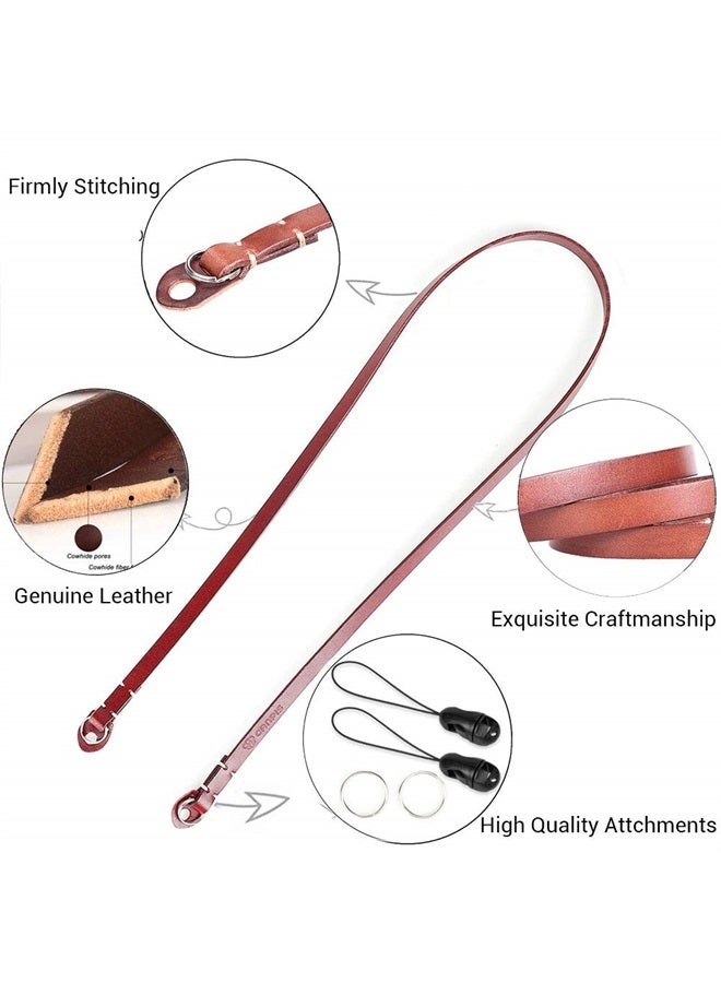 CANPIS Genuine Leather Camera Neck Shoulder Strap Compatible with Fujifilm Sony Olympus Panasonic Lecia Canon Nikon Mirrorless Compact Cameras (Brown, Retro Style, Slim Belt) - Image 2