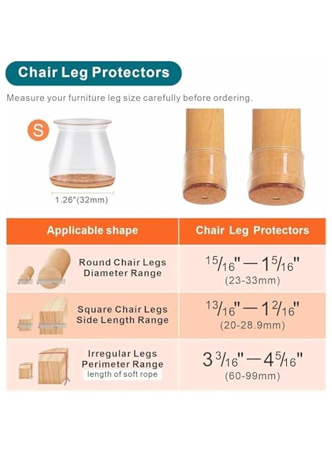 HOOKOR 24 Pcs Chair Leg Floor Protectors, Silicone Chair Leg Protectors for Hardwood Floors, High Elastic Chair Leg Caps Protect Wooden Floors from Scratching, Thick, Won't Tear, No Noise - Image 4