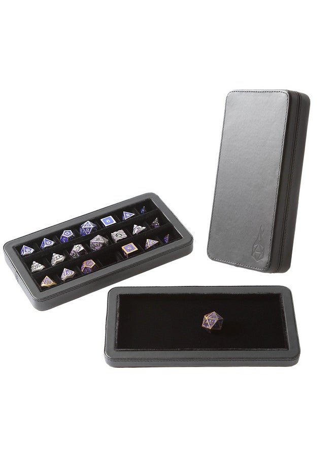 Forged Dice Co. Reliquary Standard Divided Dice Case With Dice Tray For Polyhedral Dice Sets 21 Feltlined Chambers Magnetic Lid Closure Metal Dice Storage Box Black  - Image 2