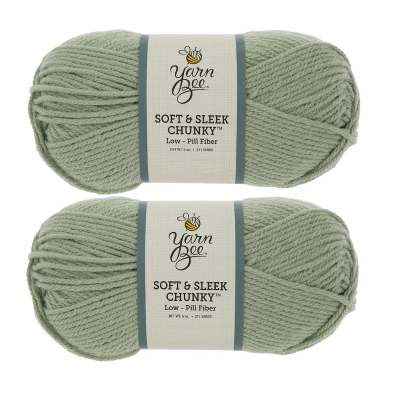 Hobby Lobby Yarn Bee Soft & Sleek Chunky - 5-Bulky - 100% Low Pill Acrylic, Yarn for Crocheting & Knitting Blankets, Hats, Sweaters, and More, Set of 2, 302 Sage - Image 1