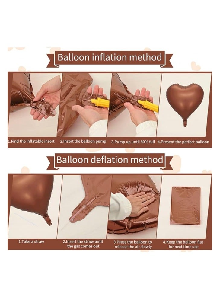 Boxwoods 18Pcs Brown Apricot Foil Heart Shape Balloons Retro Coffee Cream Beige 18inch Size Helium Quality for Engagement, Baby Shower Birthday Party - Image 2