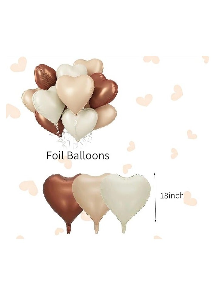 Boxwoods 18Pcs Brown Apricot Foil Heart Shape Balloons Retro Coffee Cream Beige 18inch Size Helium Quality for Engagement, Baby Shower Birthday Party - Image 4