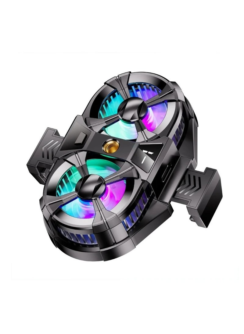 Arabest Dual Cooling Fan Cell Phone Cooler for Gaming Plug & Switch LED Display 3 Speed Fan with Phone Holder  - Image 1