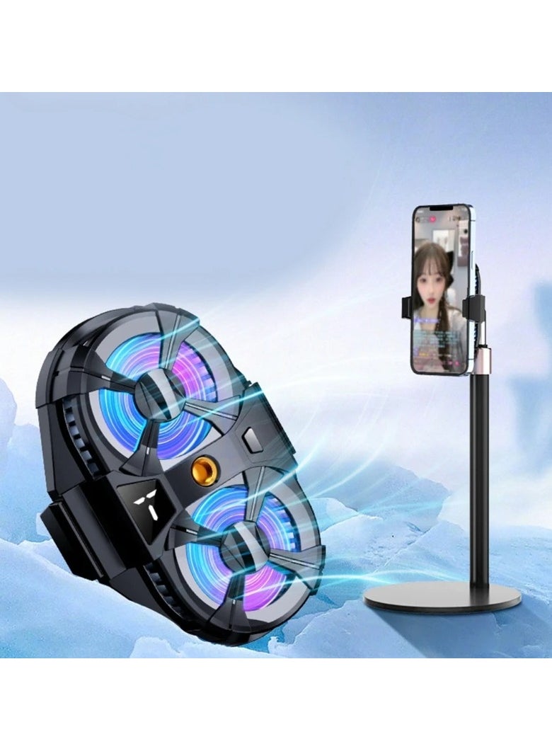 Arabest Dual Cooling Fan Cell Phone Cooler for Gaming Plug & Switch LED Display 3 Speed Fan with Phone Holder  - Image 2