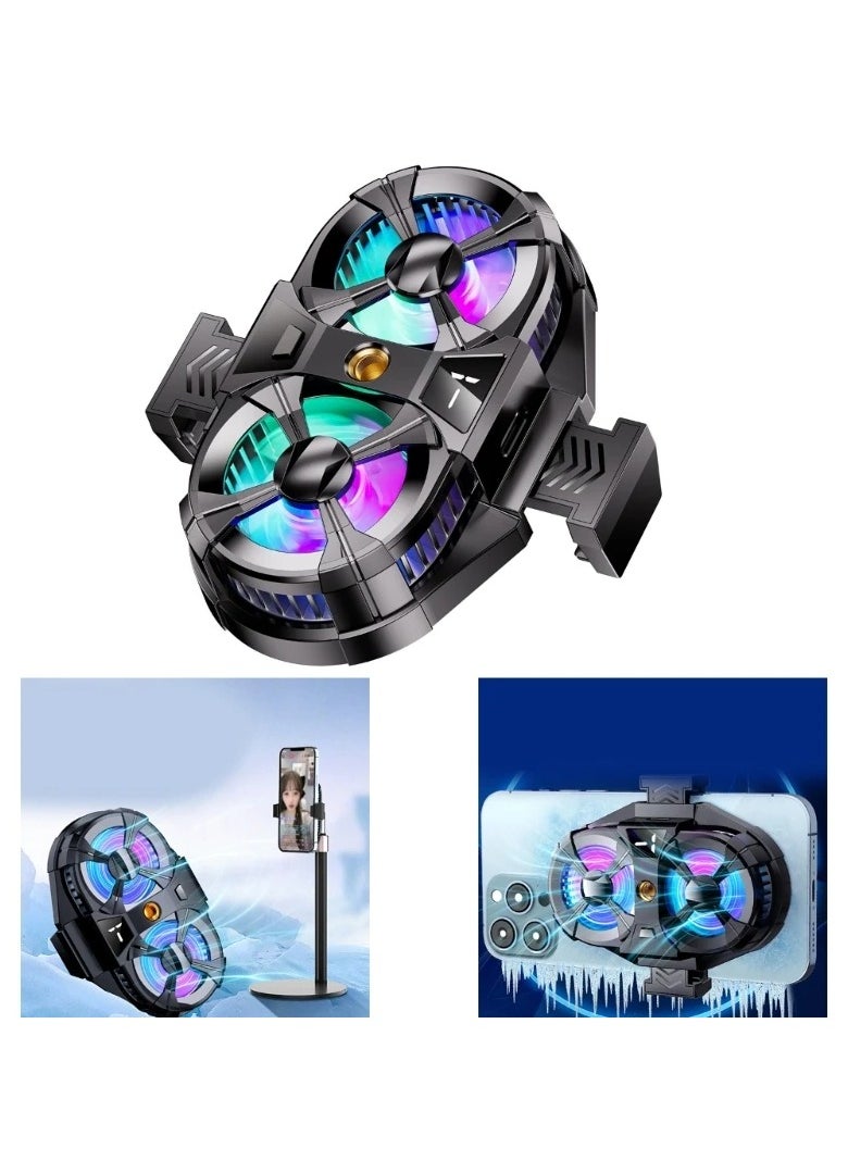 Arabest Dual Cooling Fan Cell Phone Cooler for Gaming Plug & Switch LED Display 3 Speed Fan with Phone Holder  - Image 3