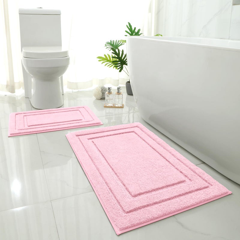 سجاد حمام لطيف من HOMEIDEAS ناعم للغاية وامتصاصه ممتاز وغير قابل للانزلاق مجموعة حصائر حمام قابلة للغسل في الغسالة لتزيين الحمام الوردي 20 × 32 16 × 24 وردي فاتح