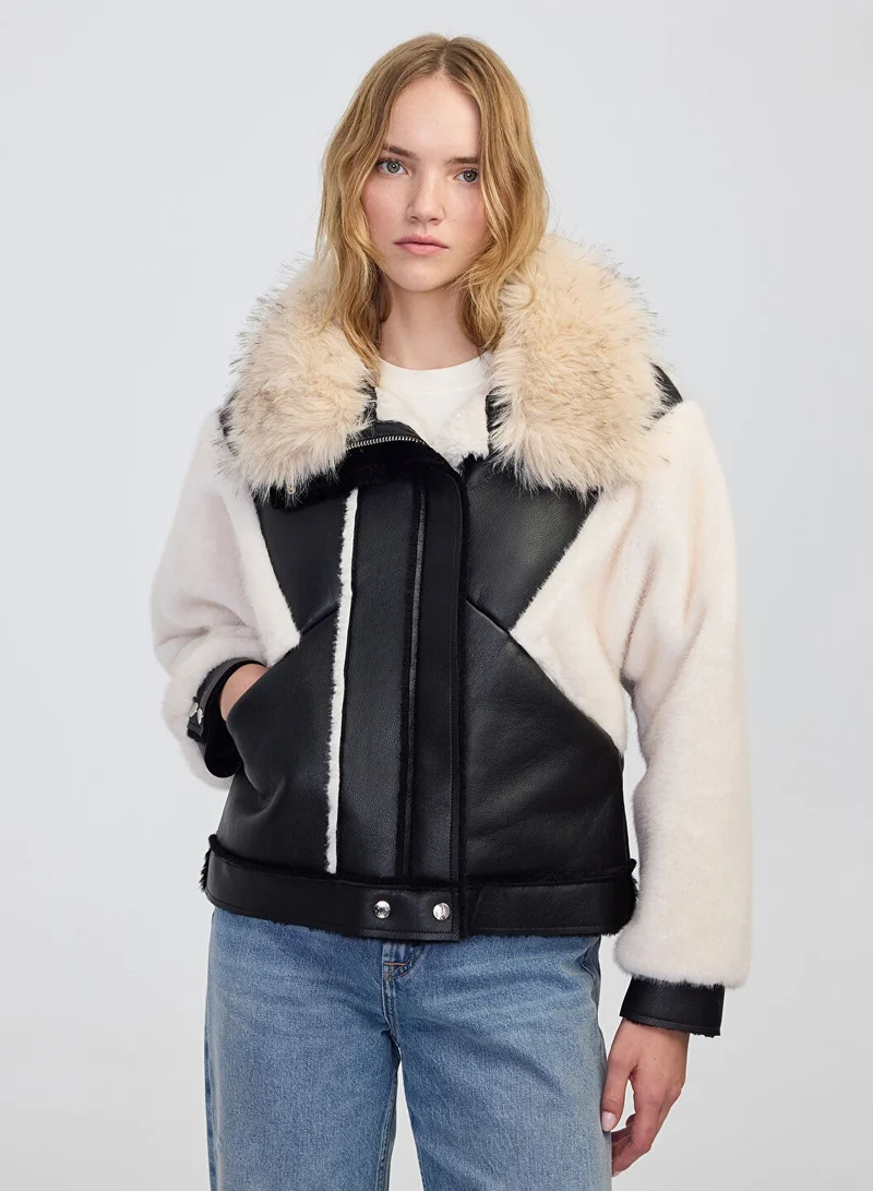 ايبيكيول Color-Block Mixed Media Coat