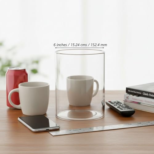 Ein Sof Borosilicate Glass Cover Mega Jumbo Size - 4XL Akhand Jyot Diya Dhoop Wind Protector, Scratch Resistant Thick (Width 6 inch Height 8 inch) - Image 4