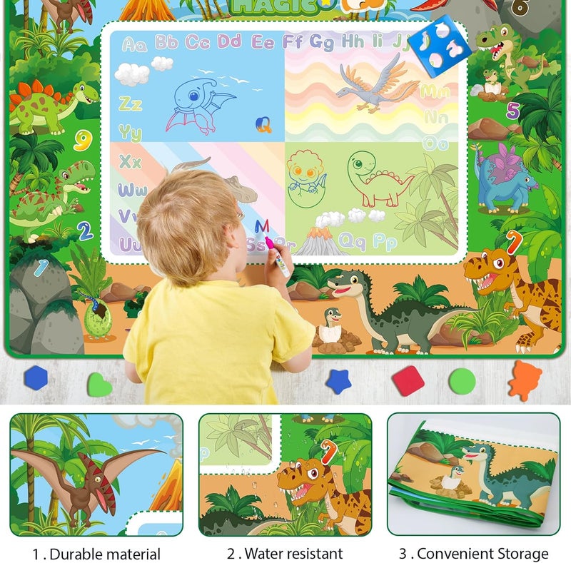 BlissfulBlend 60×40 Inches Water Doodle Mat Kids Mess Free Coloring Doodle Mat Magical Water Color Canvas Toddlers Educational Toys for 3 4 5 6 7 8 9 Years with Magic Pens 2025 Educational Toys - Image 5