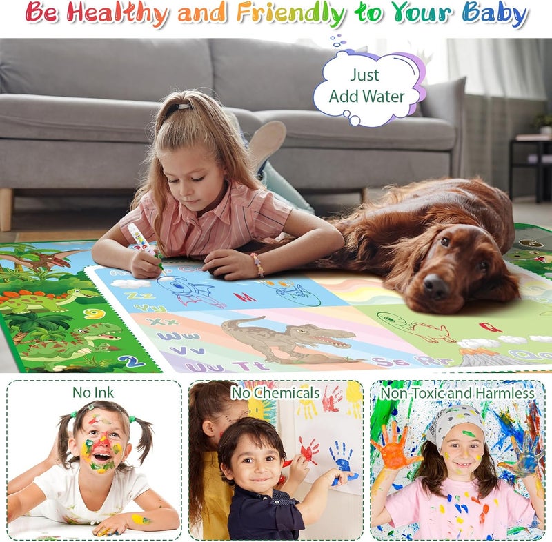 BlissfulBlend 60×40 Inches Water Doodle Mat Kids Mess Free Coloring Doodle Mat Magical Water Color Canvas Toddlers Educational Toys for 3 4 5 6 7 8 9 Years with Magic Pens 2025 Educational Toys - Image 4