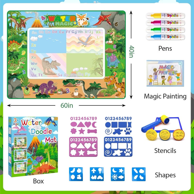 BlissfulBlend 60×40 Inches Water Doodle Mat Kids Mess Free Coloring Doodle Mat Magical Water Color Canvas Toddlers Educational Toys for 3 4 5 6 7 8 9 Years with Magic Pens 2025 Educational Toys - Image 2