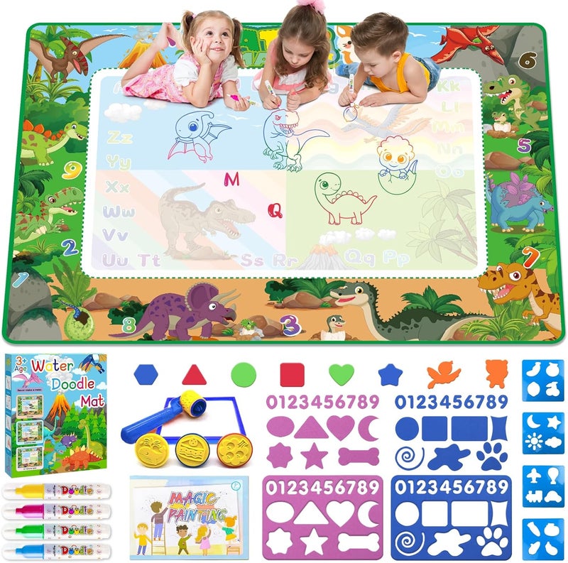 BlissfulBlend 60×40 Inches Water Doodle Mat Kids Mess Free Coloring Doodle Mat Magical Water Color Canvas Toddlers Educational Toys for 3 4 5 6 7 8 9 Years with Magic Pens 2025 Educational Toys - Image 1