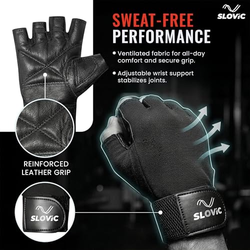 SLOVIC Gym Gloves for Men with Wrist Support Accessories | Padded Gym Gloves for Women for Weightlifting | Gloves for Gym Workout for Training | Exercise, Cycling Gloves, Bike Sports Gloves | X-Large - Image 4