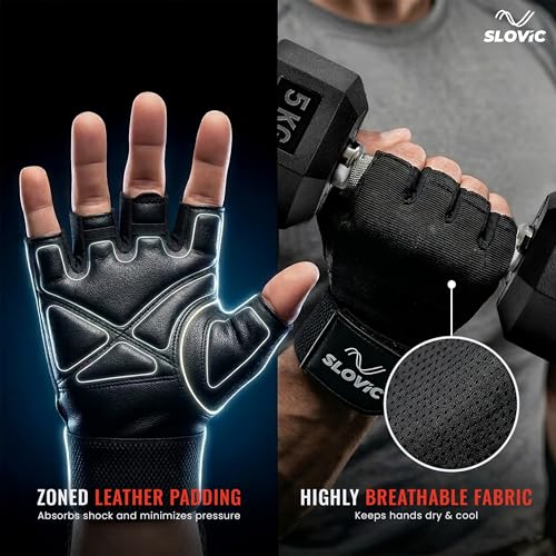 SLOVIC Gym Gloves for Men with Wrist Support Accessories | Padded Gym Gloves for Women for Weightlifting | Gloves for Gym Workout for Training | Exercise, Cycling Gloves, Bike Sports Gloves | X-Large - Image 2