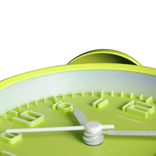 Peakeep 4 Inches Twin Bell Loud Alarm Clock for Heavy Sleepers, Battery Operated Old Fashioned Alarm Clock (3D-Dial, Green) - Image 3