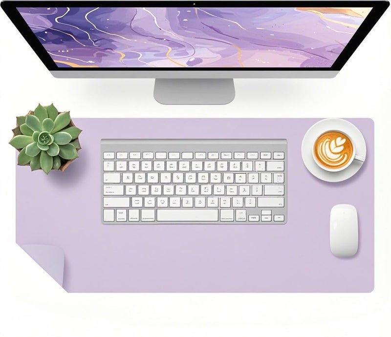 Bloss Purple Leather Desk Mat for Desktop,Desk Protector Pad Mats,Large Gaming Mouse Pad,Dual-Side Office Desks Mats for Keyboard and Mouse, Writing Pad for Office/Home.23.6"x 13.8" - Image 1