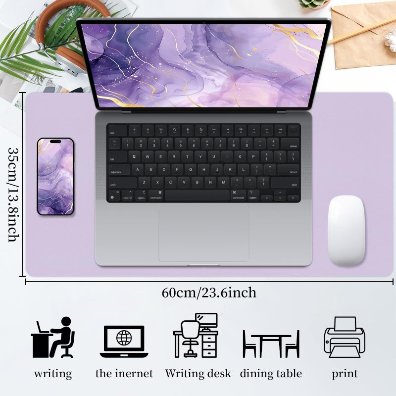 Bloss Purple Leather Desk Mat for Desktop,Desk Protector Pad Mats,Large Gaming Mouse Pad,Dual-Side Office Desks Mats for Keyboard and Mouse, Writing Pad for Office/Home.23.6"x 13.8" - Image 2