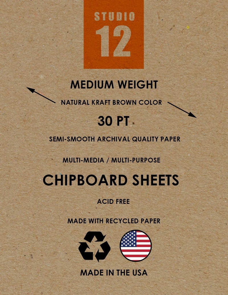 STUDIO 12 Medium Weight Chipboard Sheets. STUDIO 12 Brand. (8.5" x 11") .030” Thickness. (25 Sheets) - Image 5