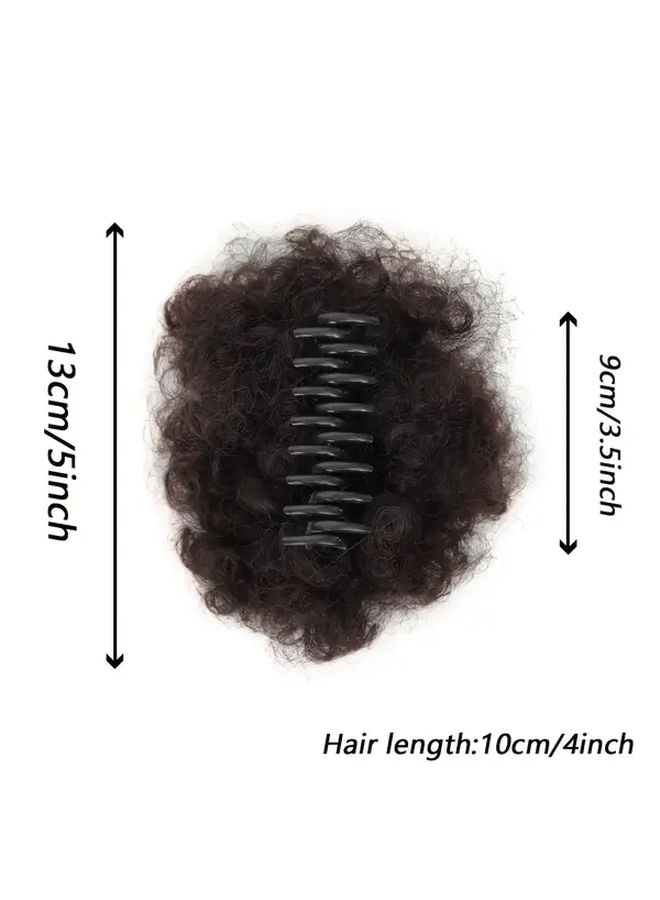 Synthetic Afro Puff Hair Bun Kinky Curly Ponytail Clip In Extensions Updo Hairpiece For Women Daily Party Use Black 4 Inch - Image 4
