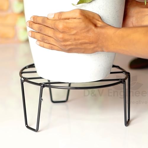 D&V ENGINEERING - Creative in innovation D&V Engineering Iron Plant Stand for Balcony and Garden | Indoor or Outdoor Flower Pot Stand for Living Room | Planter Stand for Balcony | 50kg Weight Capacity | Pack of 4, Black - Image 2