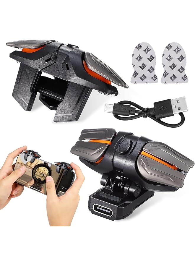 Green Tiger Game Trigger, 2025 Upgrade Version PUBG Mobile Trigger with Aim & Fire Triggers and 2 Pcs Gaming Finger Sleeves, 6 Finger Trigger Sensitive Shoot, Compatible with iPhone & Android Most Phones - Image 1