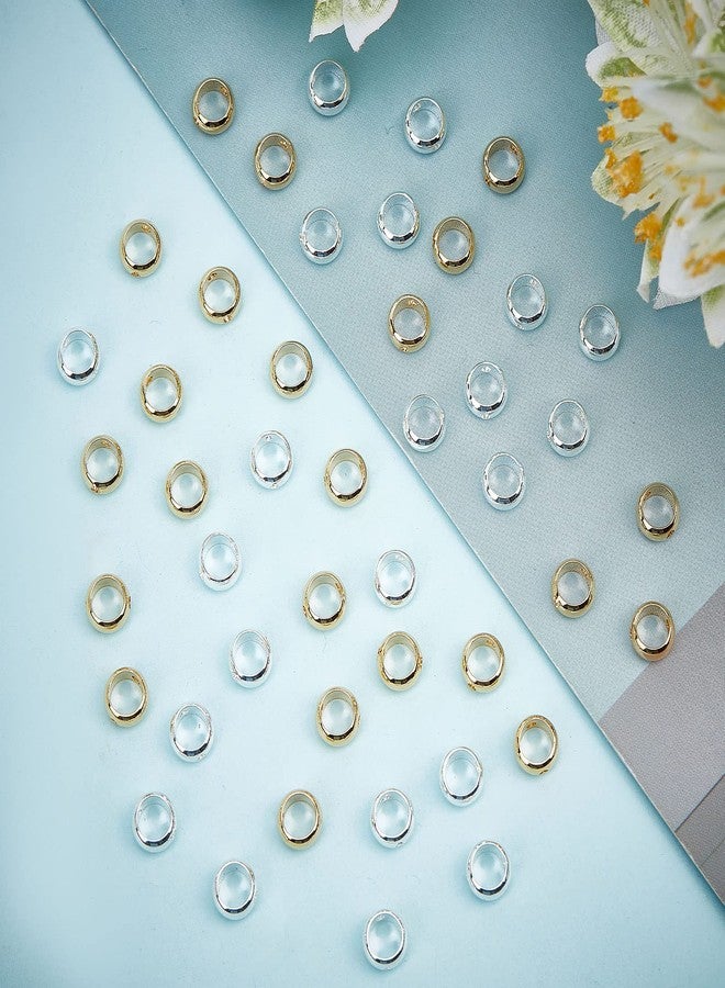 CREATCABIN 52Pcs 24K Gold Plated Circle Round Bead Frame 2 Colors 2 Hole 1 Box Spacer Brass Connector Ring 925 Sterling Silver Plated for Beading Earring Bracelet Necklace Jewelry Making Craft 6mm - Image 4