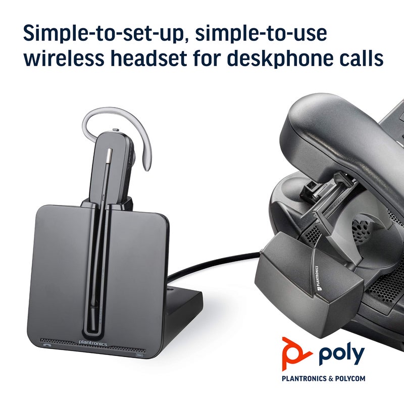 Poly Plantronics - CS540 Wireless DECT Headset (Poly) - Single Ear (Mono) Convertible (3 wearing styles) - Connects to Desk Phone - Noise Canceling Microphone - Image 3