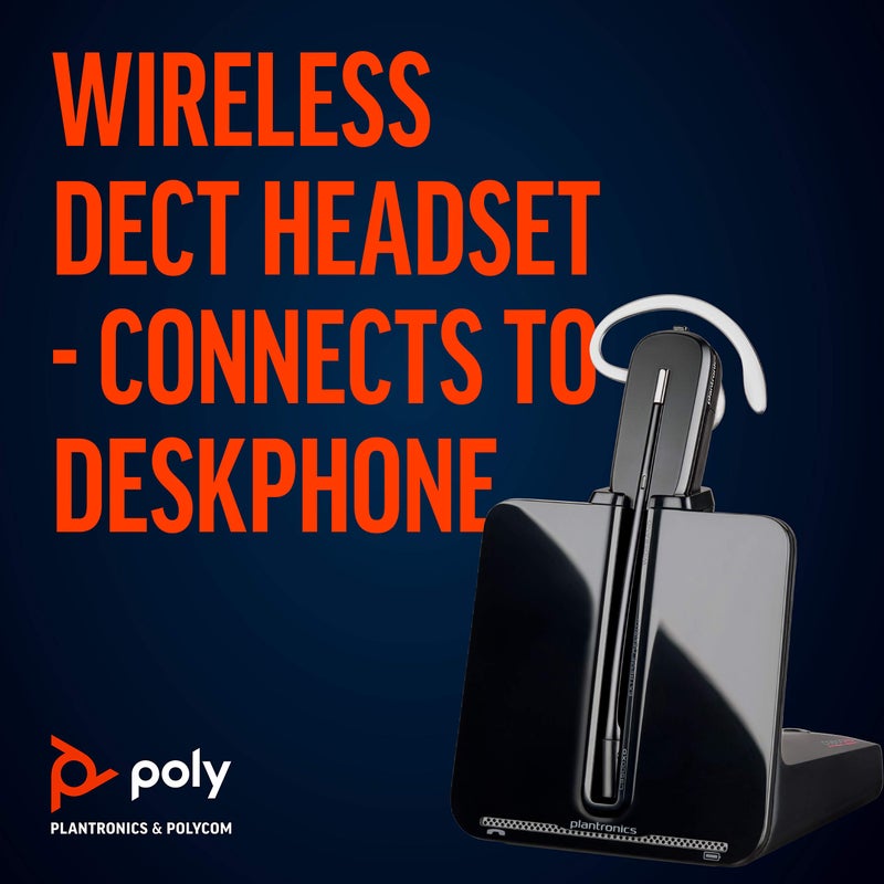Poly Plantronics - CS540 Wireless DECT Headset (Poly) - Single Ear (Mono) Convertible (3 wearing styles) - Connects to Desk Phone - Noise Canceling Microphone - Image 2