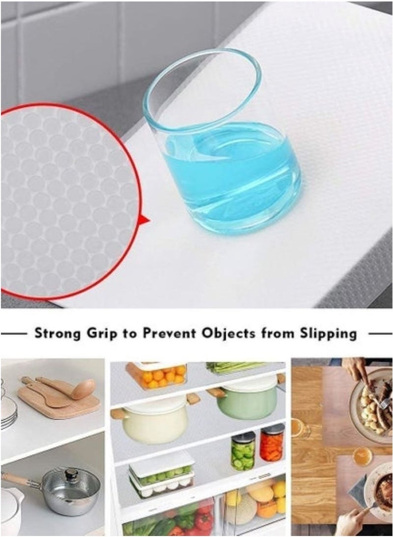 Arabest 2-Rolls Non-Slip Kitchen Liner Stain-Proof Shelf Liner For Drawers Roll PVC White - Image 2