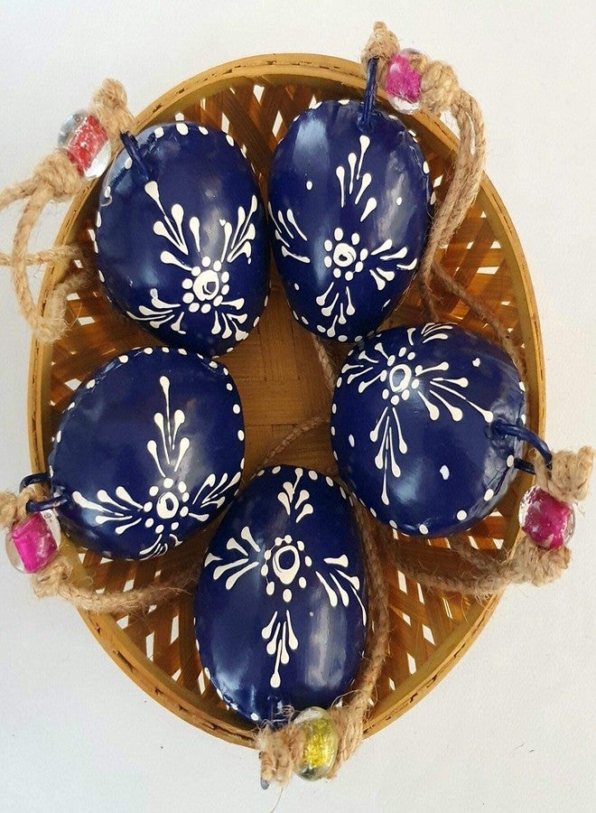 Carfar Violet Hand Painted Festive Decor Cow Bells Set of 10 with Jute Ropes - Image 2