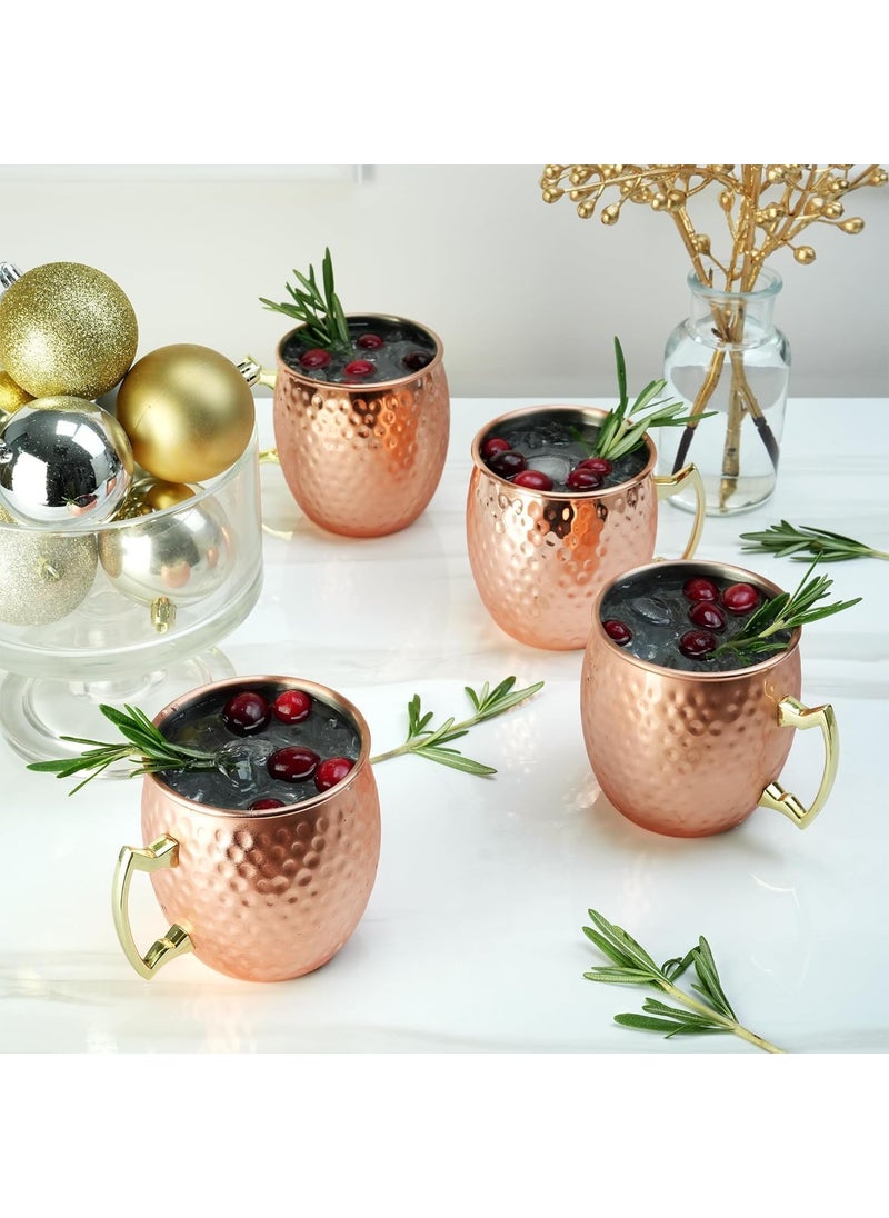 Arora Moscow Mule Mug Set of 4 Black Hammered Durable for Home Dining Max Capacity 20oz 37 D x 39 H 6014506  - Image 4