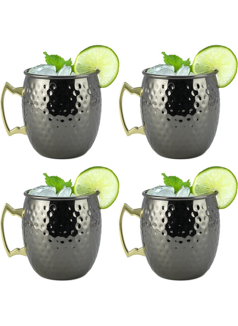 Arora Moscow Mule Mug Set of 4 Black Hammered Durable for Home Dining Max Capacity 20oz 37 D x 39 H 6014506  - Image 1