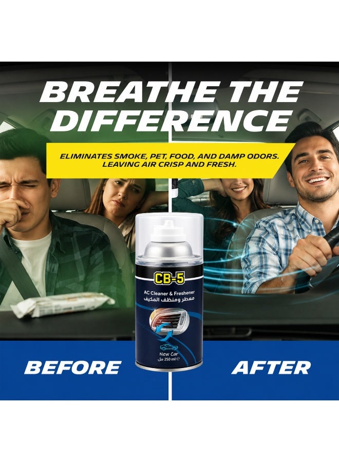 4 PCS CB-5 AC Cleaner & Freshener 250ml Car Air Conditioner Vent Cleaner Spray Air Vent Deodorizer Odor Eliminator AC Duct Cleaner Fresh Cabin Air Conditioning Cleaner for Cars SUVs Vans Pickup Trucks - Image 3