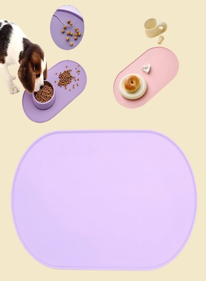 Novique 100% Waterproof Raised Edge BPA Free Silicone Pet Feeding Mat, Dog Cat Food Mats Contain Spills Protects Floors, Placemats for Cats and Dogs Water Bowl, Pets Accessories 21.26x11.41Purple - Image 1